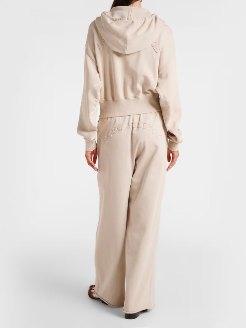 Acne Studios Cotton Embroidered Hoodie Zip Up Beige XS